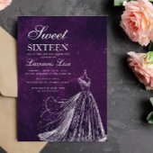 Elegante jurk Paarse Sweet Sixteen 16 Verjaardag Kaart