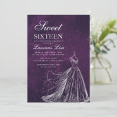 Elegante jurk Paarse Sweet Sixteen 16 Verjaardag Kaart (Staand voorkant)