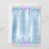 Elegante jurk regenboog druppels blauw metallic kaart (Achterkant)