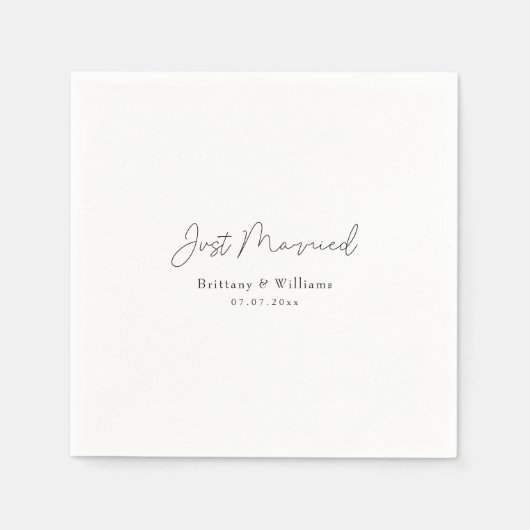 Elegante 'Just Married' bruiloft - gepersonaliseer Servet (Voorkant)