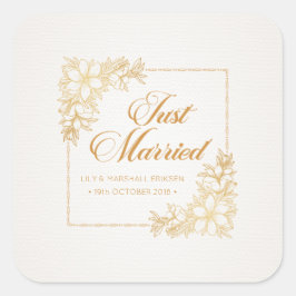 Elegante Just Married Huwelijk | Sticker Zegel