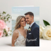 Elegante Just Married Trouwfoto Aankondiging