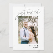 Elegante Just Married Trouwreceptie Feest Foto Kaart (Voorkant)