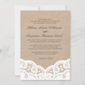 Elegante jute kant bruiloft uitnodiging (Voorkant)