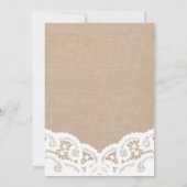 Elegante jute kant bruiloft uitnodiging (Achterkant)