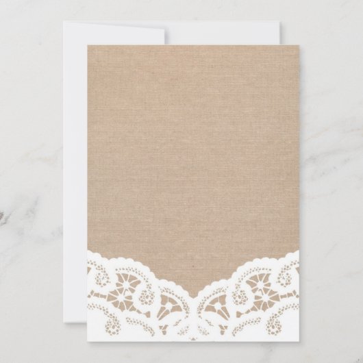 Elegante jute kant bruiloft uitnodiging (Achterkant)