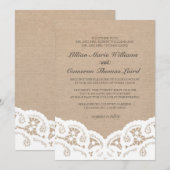 Elegante jute kant bruiloft uitnodiging (Voorkant / Achterkant)