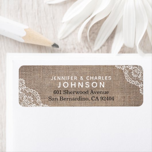 Elegante jute kant rustiek land | etiket (Insitu)