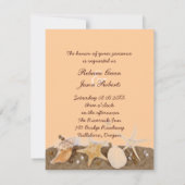 elegante jute  nautische schelpen strand bruiloft kaart (Achterkant)