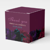 Elegante juweeltinten bloemen Bourgondische bruilo Bedankdoosjes (Voorkant Zijde)