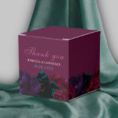 Elegante juweeltinten bloemen Bourgondische bruilo Bedankdoosjes