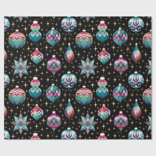  Elegante Juwelen Kerstversieringen Cadeaupapier (Vlak)