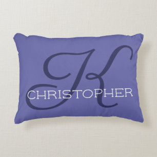 Elegante K Initiaal Naam Blauwe Periwinkle Accent Kussen