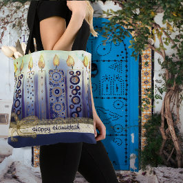 Elegante kaarsen Happy Chanoeka Tote Bag