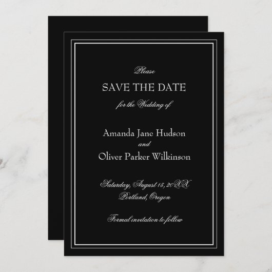 Elegante Kaart met twee randen en scripttekst (Voorkant / Achterkant)