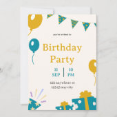 Elegante kaart voor verjaardagsuitnodiging (Voorkant)