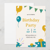 Elegante kaart voor verjaardagsuitnodiging (Voorkant / Achterkant)