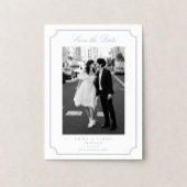 Elegante kader blauwe foto save the date bedankkaart