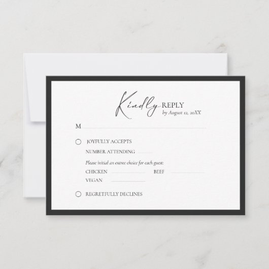 Elegante kader moderne antwoordkaart RSVP kaartje (Voorkant)