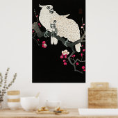 Elegante kaketoes & pruimenbloesem - Japanse kunst Poster (Keuken)