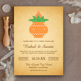Elegante Kalash  Indiase bruiloft uitnodiging