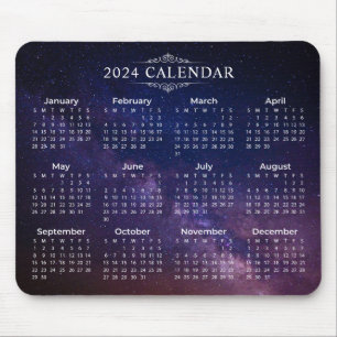 Elegante Kalender 2024 op Melkweg Mousepad Muismat