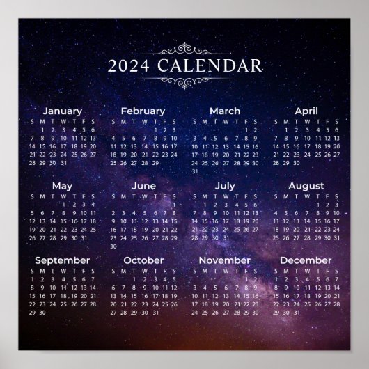 Elegante Kalender 2024 op Melkweg | POSTER (Voorkant)