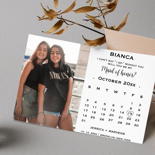 Elegante kalender bruidsmeisje van eer voorstel  kaart