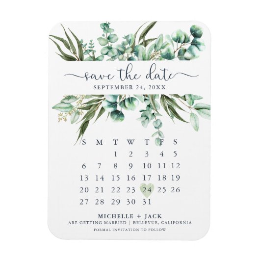 Elegante kalender Eucalyptus Bewaar de datummagnee Magneet (Verticaal)