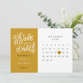 Elegante kalender met bewaar je datum in goud hart save the date (Staand voorkant)