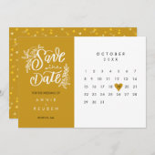Elegante kalender met bewaar je datum in goud hart save the date (Voorkant / Achterkant)