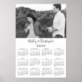 Elegante kalender met foto en namen van koppel 202 poster (Voorkant)
