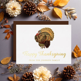 Elegante kalkoen fijne Thanksgiving goud Folie Feestdagenkaart