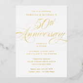 Elegante kalligrafie 50e verjaardagsfeest folie uitnodiging (Voorkant)