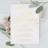 Elegante kalligrafie 50ste verjaardagsfeest folie uitnodiging