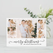Elegante kalligrafie 5 Fotocollage Kerst Kaart (Staand voorkant)