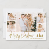 Elegante kalligrafie 5 Fotocollage Kerst Kaart (Voorkant)