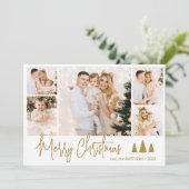 Elegante kalligrafie 5 Fotocollage Kerst Kaart (Staand voorkant)
