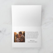 Elegante kalligrafie aangepaste foto bruiloft bedankkaart (Binnen)