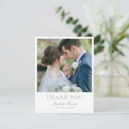 Elegante kalligrafie aangepaste trouwfoto dankjewe bedankkaart