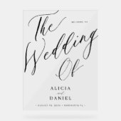 Elegante kalligrafie acryl bruiloft welkomstbord acryl bord (Voorkant)