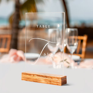 Elegante kalligrafie Acryl Teken Tabel Nummer Twee Bord