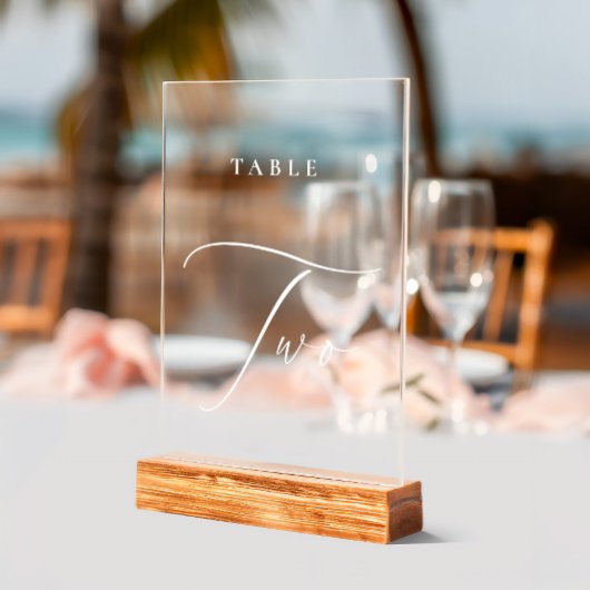 Elegante kalligrafie Acryl Teken Tabel Nummer Twee Bord