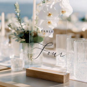 Elegante kalligrafie Acryl Teken Tabel Nummer Vier Bord