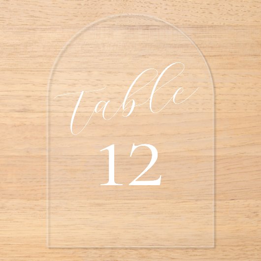 Elegante kalligrafie Acryl Trouwtafelnummers Acryl Uitnodigingen (Voorkant)