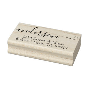 Elegante kalligrafie adresstempel met scriptletter rubberstempel