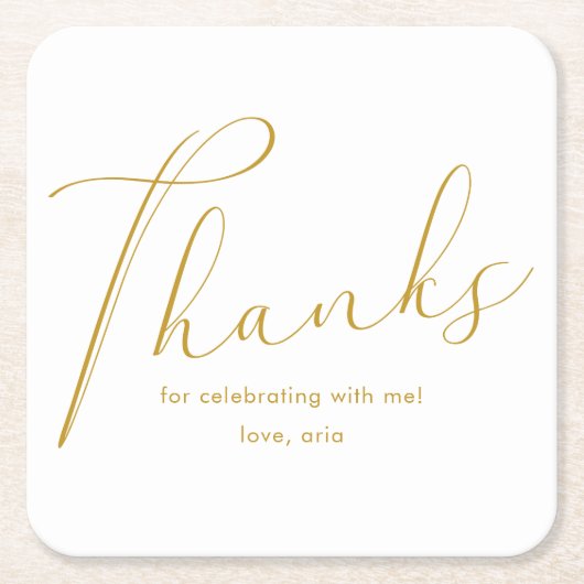 Elegante kalligrafie afstudeerfeest dank u kartonnen onderzetters (Voorkant)