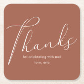 Elegante kalligrafie afstudeerfeest dank u kartonnen onderzetters (Voorkant)
