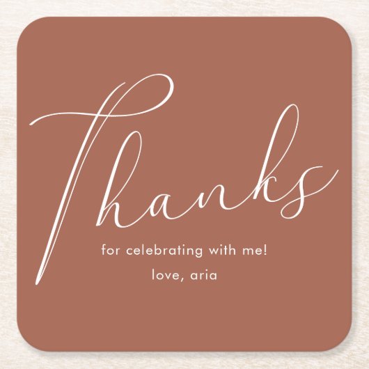 Elegante kalligrafie afstudeerfeest dank u kartonnen onderzetters (Voorkant)