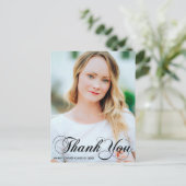 Elegante kalligrafie Afstudeerfoto Bedankt Briefkaart (Staand voorkant)
